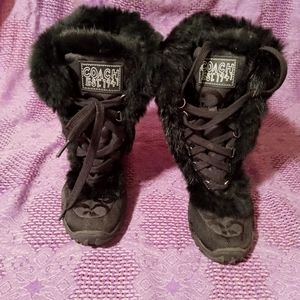 Coach Jennie Boot Rabbit Fur Sz 5